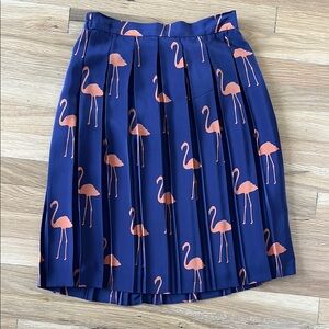 Anthropologie Navy Silk Pleated Skirt